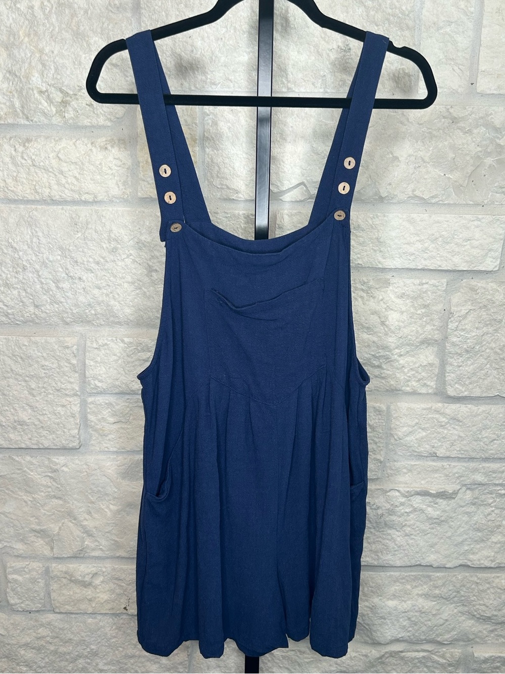 Caracilia Navy Romper Overall Linen Blend XL